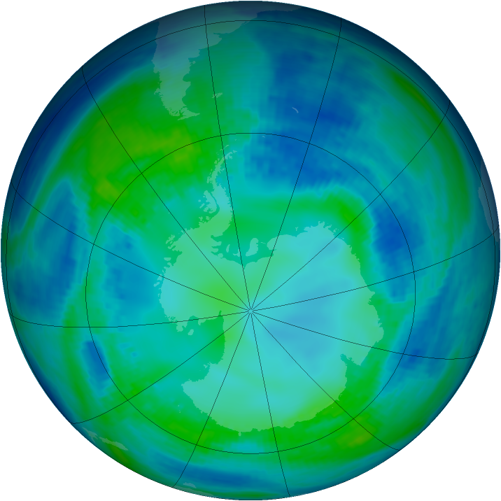 Antarctic ozone map for 05 May 1993